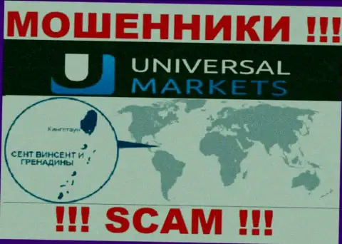 Компания Universal Markets имеет регистрацию довольно далеко от клиентов на территории St. Vincent and Grenadines