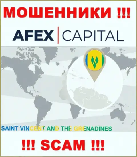 AfexCapital Com намеренно прячутся в офшоре на территории Saint Vincent and the Grenadines, мошенники