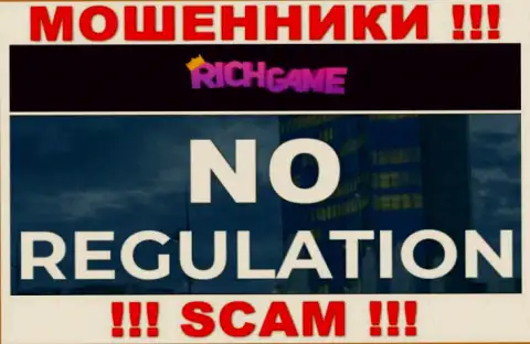 У конторы Rich Game, на web-ресурсе, не представлены ни регулятор их деятельности, ни лицензия