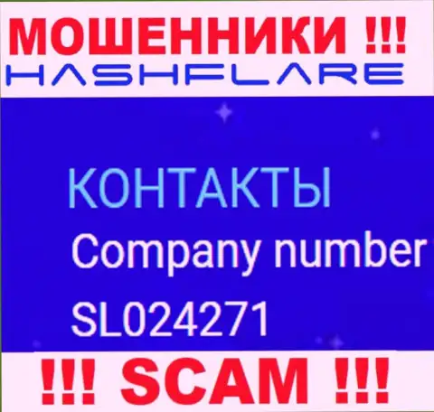 Регистрационный номер, под которым зарегистрирована компания Хэш Флэер: SL024271