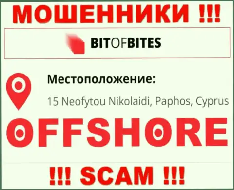 Контора Bitofbites Limited пишет на ресурсе, что расположены они в оффшорной зоне, по адресу 15 Neofytou Nikolaidi, Paphos, Cyprus