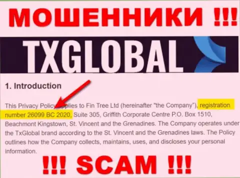 TXGlobal Com не скрывают рег. номер: 26099 BC 2020, да и для чего, грабить клиентов он не мешает