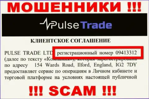 Регистрационный номер Pulse Trade - 09413312 от кражи вложенных денежных средств не спасает