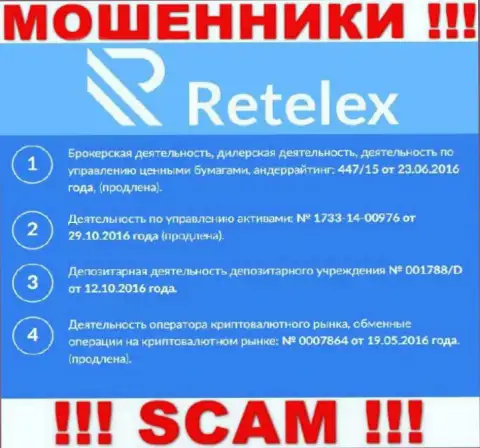 Retelex, задуривая голову реальным клиентам, разместили на своем сайте номер их лицензии