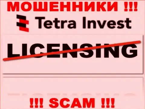 Лицензию га осуществление деятельности обманщикам не выдают, в связи с чем у интернет-мошенников Тетра Инвест ее и нет