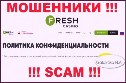 Юр лицо интернет-мошенников Fresh Casino - это GALAKTIKA N.V