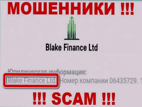 Юридическое лицо интернет-мошенников Blake Finance - это Blake Finance Ltd, данные с сайта воров