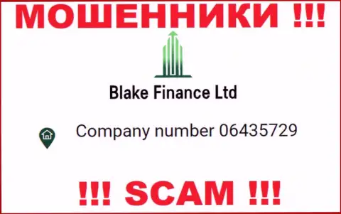 Регистрационный номер очередных мошенников всемирной интернет сети организации Blake Finance Ltd - 06435729