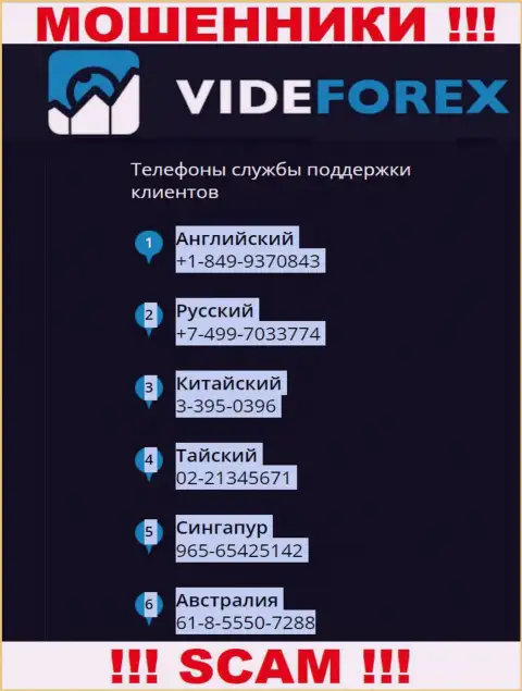 В арсенале у интернет ворюг из конторы VideForex Com припасен не один номер телефона