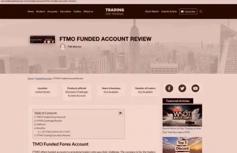 Обзор мошеннических комбинаций ФТМО Ком, позаимствованный на одном из сайтов-отзовиков