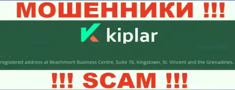 Юридический адрес регистрации мошенников Kiplar в оффшорной зоне - Beachmont Business Centre, Suite 76, Kingstown, St. Vincent and the Grenadines, эта информация засвечена у них на официальном сайте