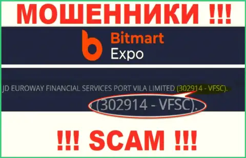 302914 - VFSC - это регистрационный номер Bitmart Expo, который представлен на официальном web-ресурсе компании
