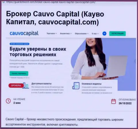 Cauvo Capital - это ЖУЛИКИ и РАЗВОДИЛЫ !!! Надувают и отжимают финансовые активы (обзор)
