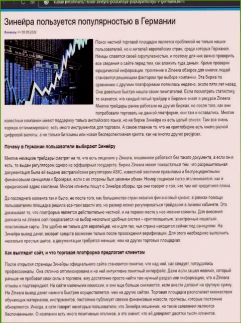 Из-за чего биржевая торговая площадка Zineera пользуется популярностью в пределах Германии, можно найти ответ в обзорной статье на web-сервисе Кубань Инфо
