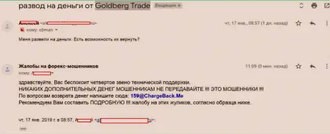 GoldbergTrade - это ШУЛЕР !!! Сообщение клиента указанного FOREX дилингового центра