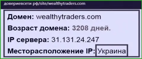 Украинское место регистрации компании ВелтиТрейдерс Ком, согласно информации веб-сервиса довериевсети рф